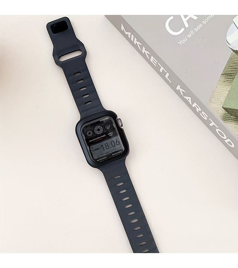 Orange TPU Thick Case And Silicone Strap Set For Apple Watch 49mm Anti Slip Sport Yoga Breathable Hollow Cover - Image 3