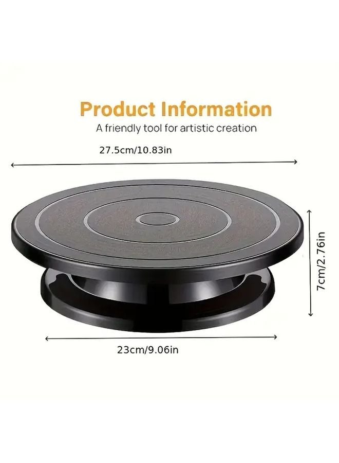 Black Cake Turntable 360 Degree Rotation Anti Slip Base Heavy Duty PP Stand Easy Clean - Image 3