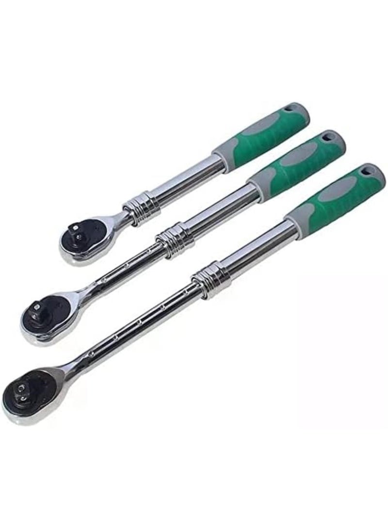 GGOOT Ratchet Spanner Socket Set Socket Wrench Set 31-44Cm Torque Wrench Car Bike Repair Tools Hardware Tool Kits Adjustmently 3Pcs 1/2Inch Auto Telescopic Ratchet Wrench 1012  - Image 1