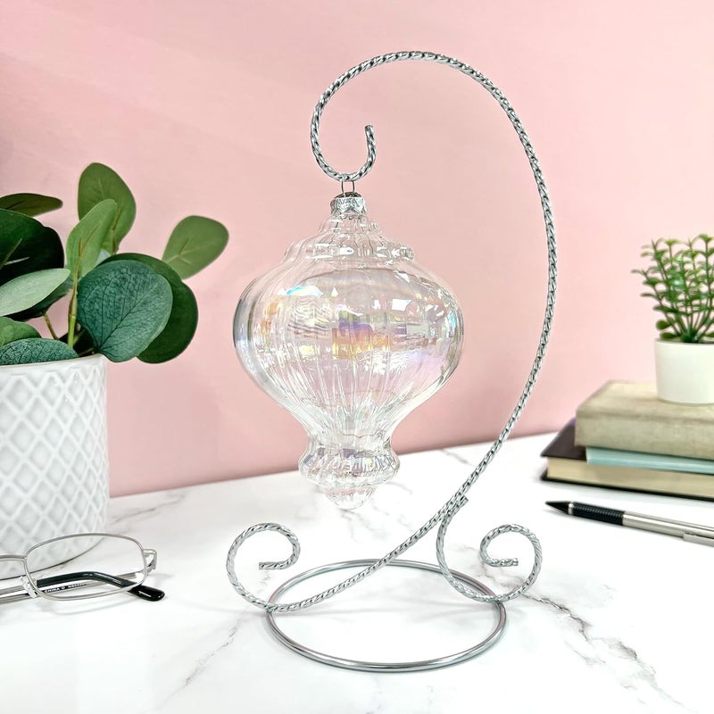 Bard's Twisted Silver Ornament Stand, Medium, 9.5" H x 5.5" W x 5.5" D - Image 3