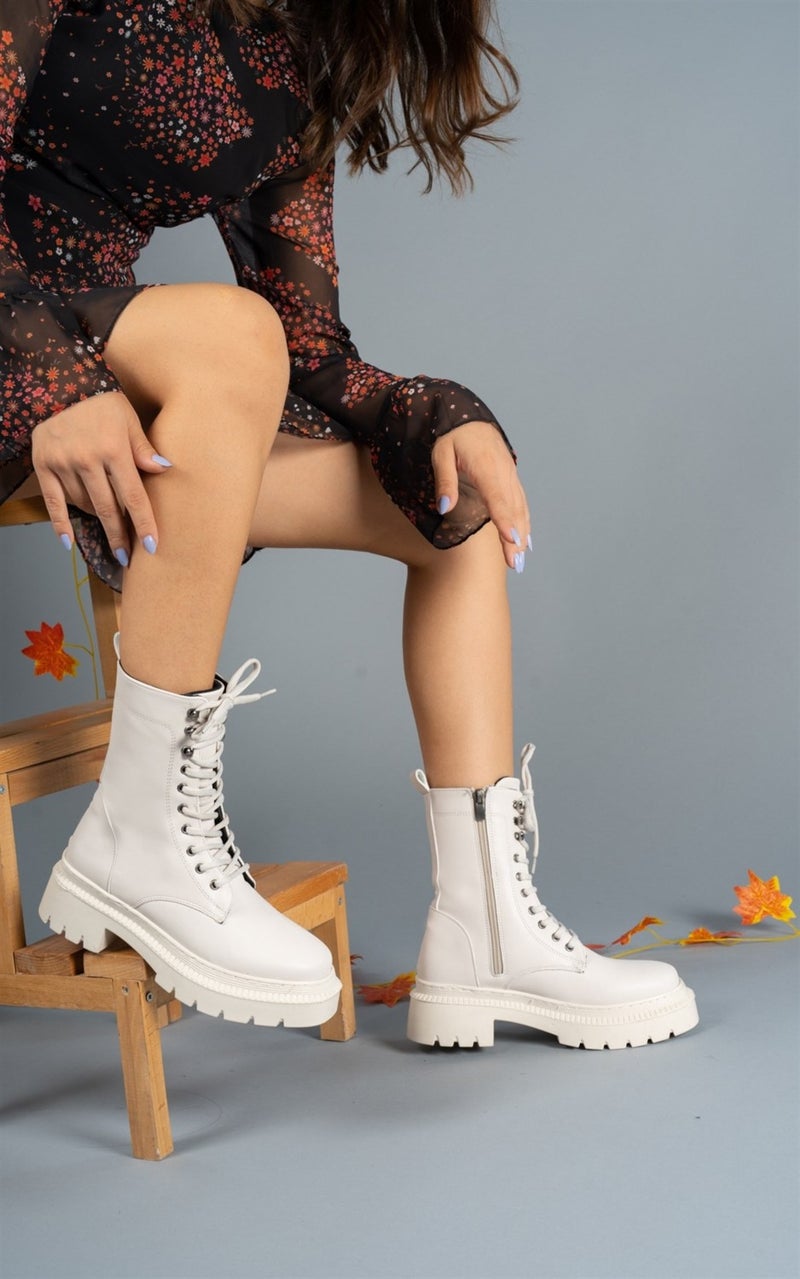 Riccon Extra Matte Beige Women's Zippered Boots 0012299  - Image 5