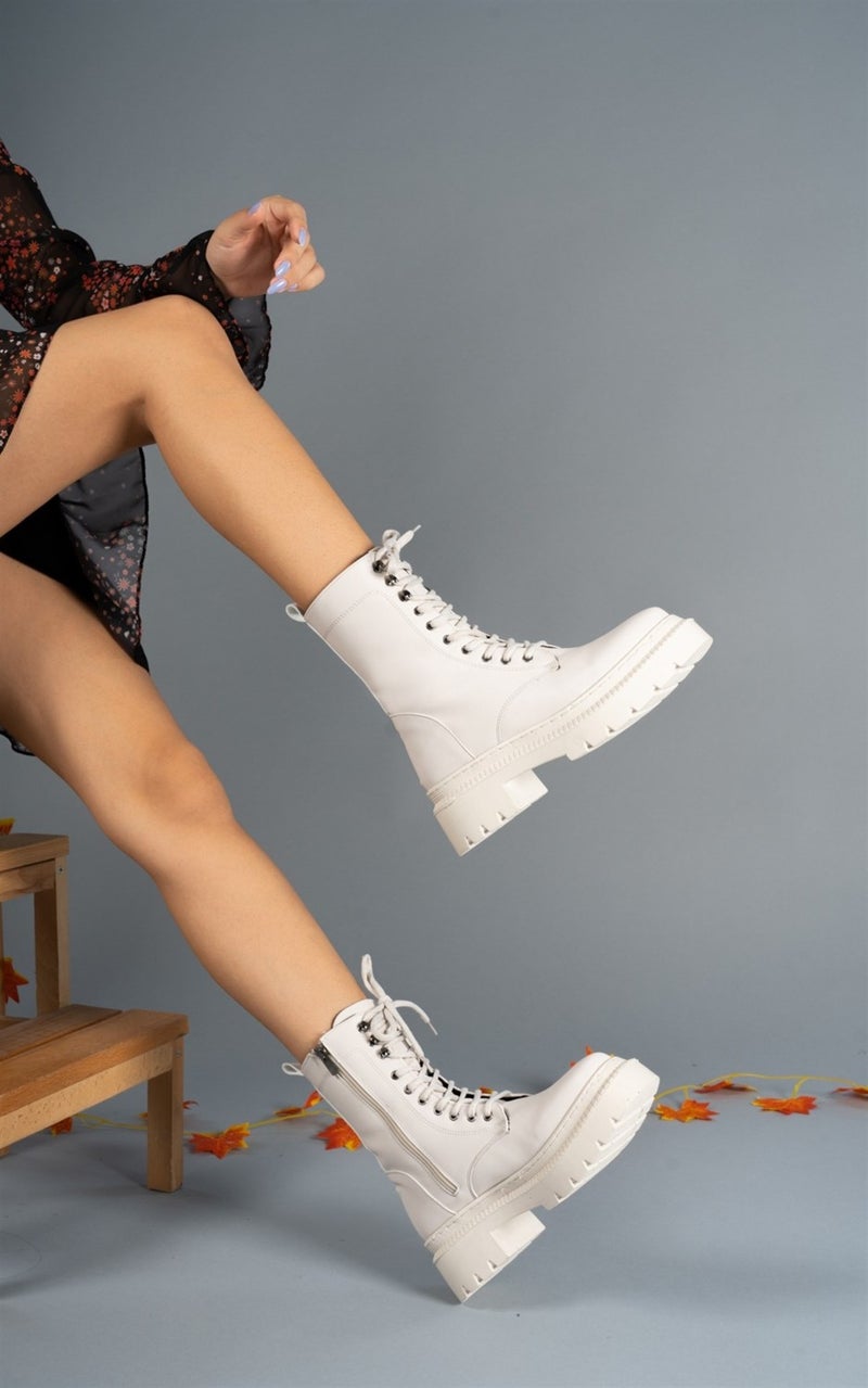 Riccon Extra Matte Beige Women's Zippered Boots 0012299  - Image 2