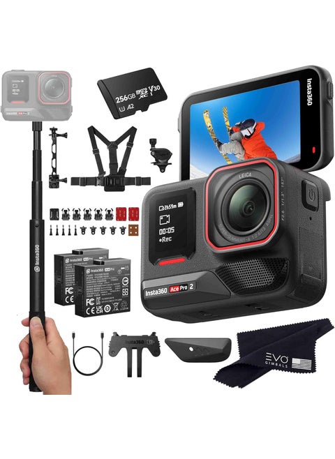 Insta360 Ace Pro 2 Snow Bundle 8K Waterproof Action Camera CoEngineered with Leica Flagship 113 Sensor 8K30 25 Flip ScreenIncludes Snow Bundle Invisible Selfie Stick 256GB