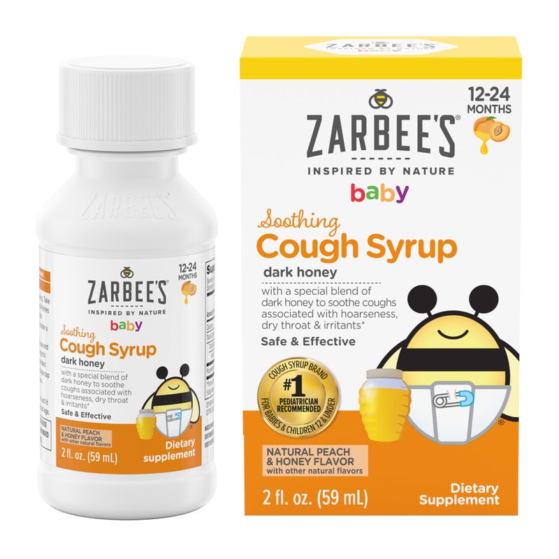 Zarbee's Baby Soothing Honey Cough Syrup for Babies 12-24 Months, Safe & Effective Cough Syrup with Soothing Dark Honey for Occasional Coughs, Drug & Alcohol-Free, Peach & Honey, 2 fl. oz - Image 3