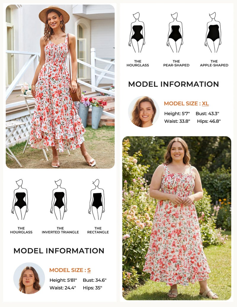 GRACE KARIN Women's 2026 Summer Floral Boho Dress Square Neck Strapped Swing A Line Sundress Beach Long Maxi Outfits Pink Floral XL - Image 5