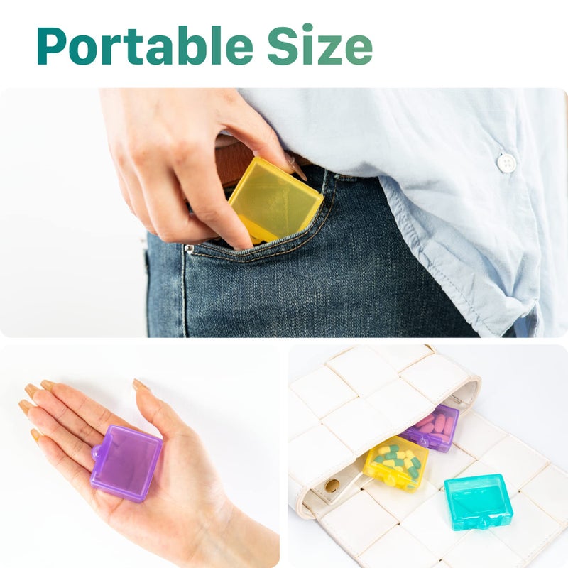 Sukuos Small Pill Box 3 pcs, Cute Travel Pill Case Daily Pill Organizer Portable for Pocket Purse for Vitamin Fish Oil Supplements, Easy to Clean - Image 2