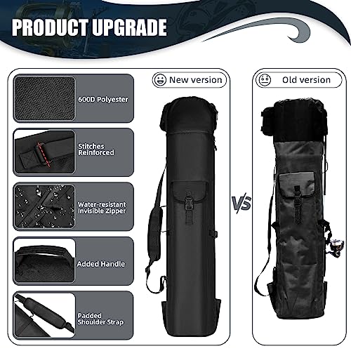 Wowelife Fishing Rod Carrier Bag, Fishing Reel Organizer Pole Storage Bag Upgraded for Fishing and Traveling, A Fishing Gift for Men, Father and Friends(Black) - Image 2