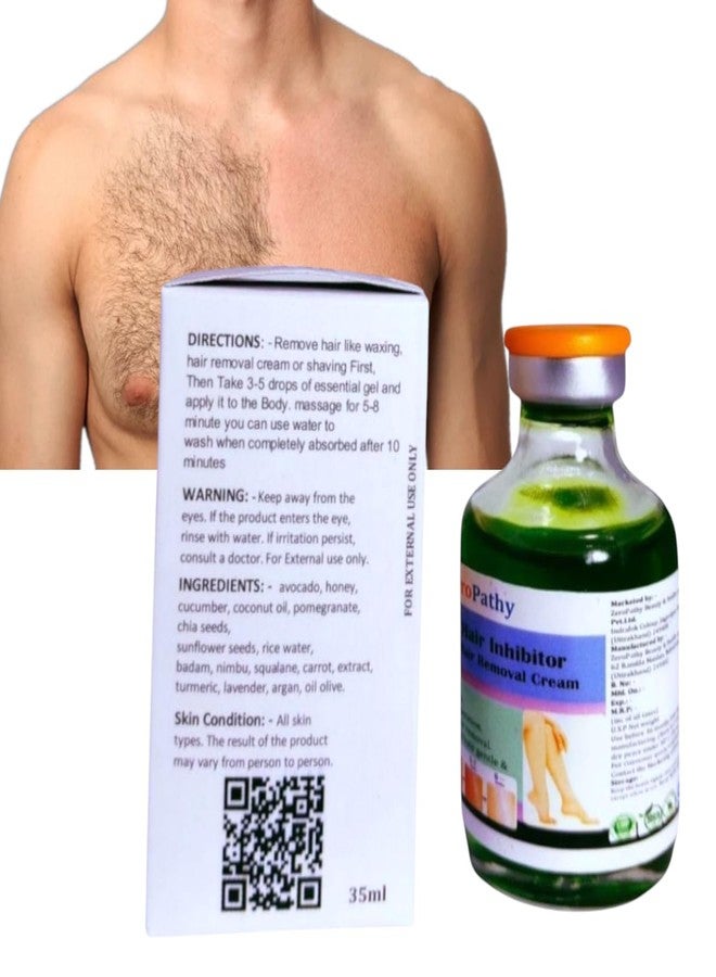 Zero Pathy Hair Remove Cream permanently for Legs with Herbal Facial for Women and Men with Reduction gel Body Upper Lip & Stop Growth on Underarm, Legs Gel Cream. 35ml - Image 3
