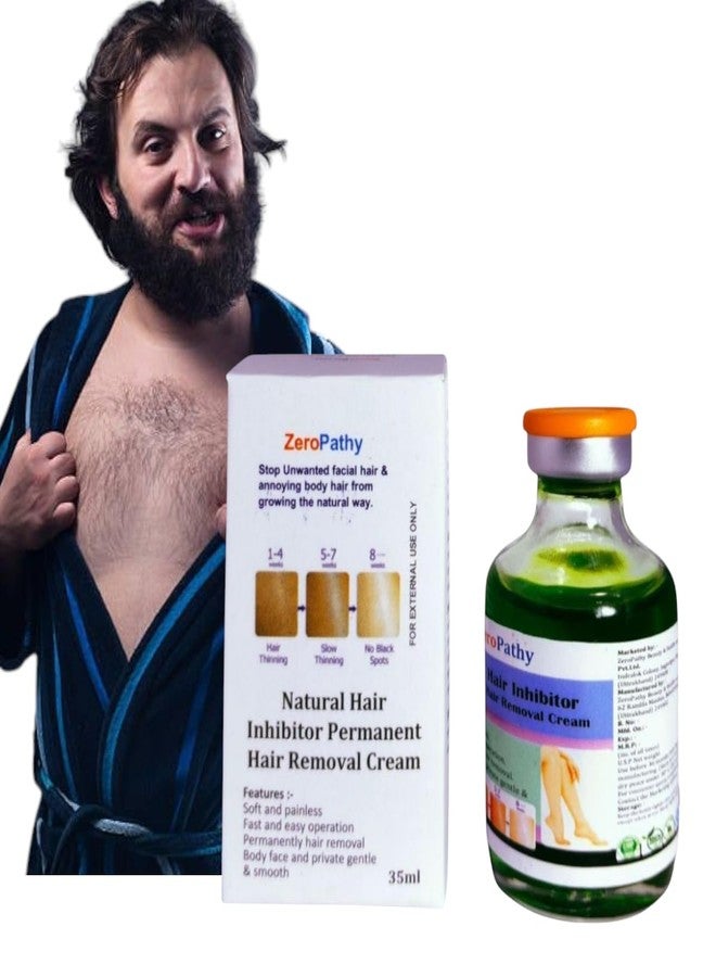 Zero Pathy Hair Remove Cream permanently for Legs with Herbal Facial for Women and Men with Reduction gel Body Upper Lip & Stop Growth on Underarm, Legs Gel Cream. 35ml - Image 1