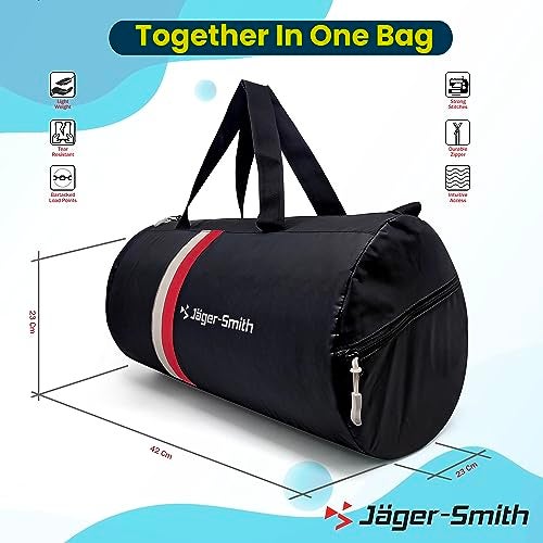 Jager_Smith Jager-Smith GB 600 Multipurpose Gym Bag with Shoe Compartment (Black, White & Red) - Image 3