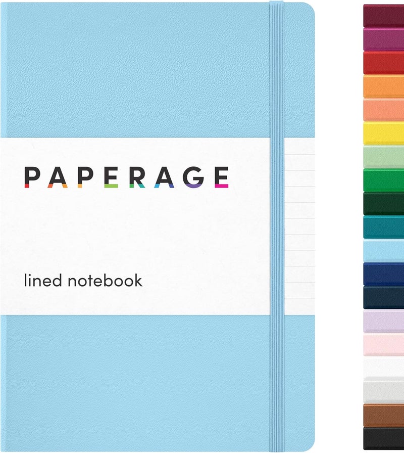 ببرج دفتر PAPERAGE المسطر، (أزرق فاتح)، 160 صفحة، متوسط 5.7 بوصة × 8 بوصة - ورق سميك 100 جرام، غلاف مقوى - Image 1