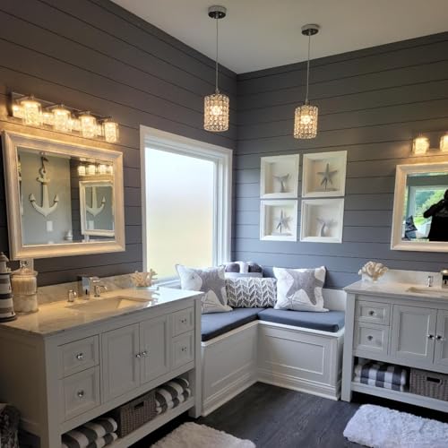 TISLYCO Modern Crystal Pendant Light Fixtures Set of 2, Ceiling Hanging Crystal Chandelier Over Kitchen Island Sink Lighting,Chrome Pendant Lighting For Dining Room, Bathroom, Hallway, EntryWay,Closet - Image 3