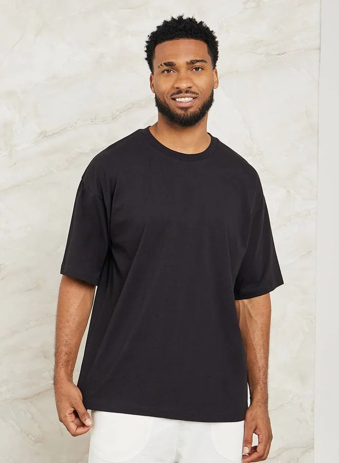 Styli Graphic Print Crew Neck Oversized T-Shirt