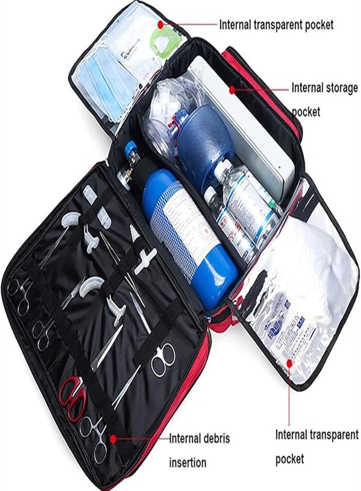 Practical First Aid Kit with Multiple Pockets, First Responder Medical Bag Medical Supplies Organizer Bag for Emergencies, Home Office, Outdoor Camping Hiking (Red) - Image 2