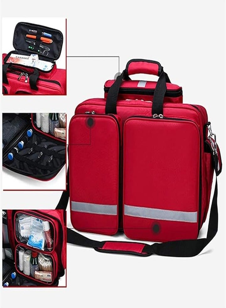 Practical First Aid Kit with Multiple Pockets, First Responder Medical Bag Medical Supplies Organizer Bag for Emergencies, Home Office, Outdoor Camping Hiking (Red) - Image 4