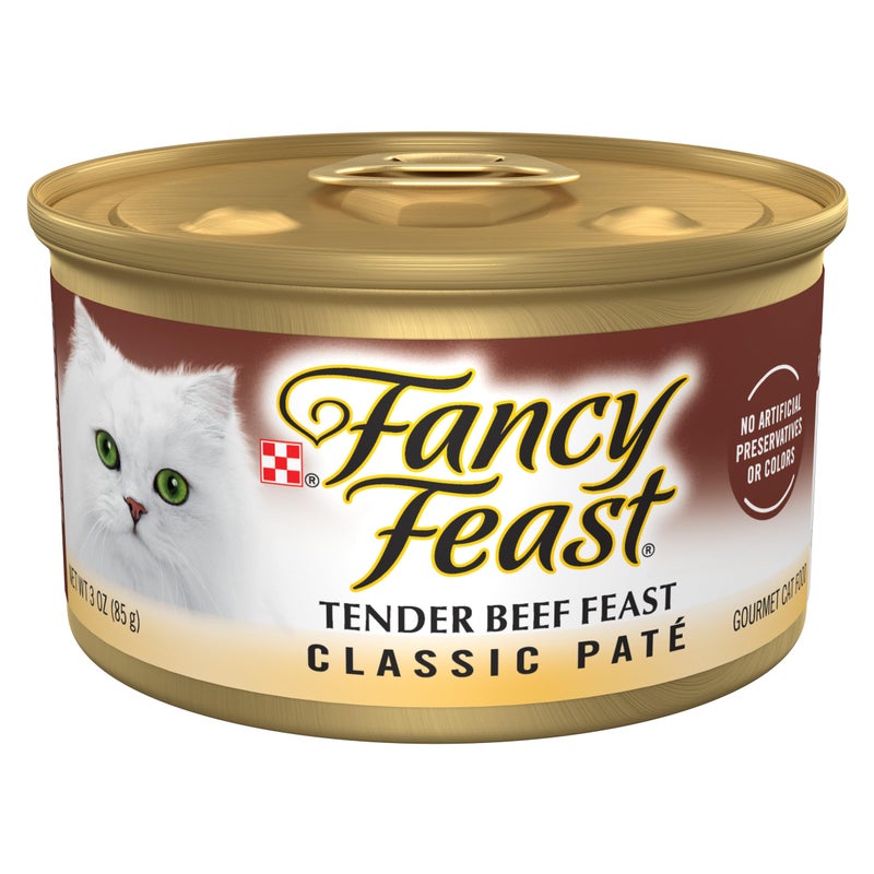 Fancy Feast Purina Fancy Feast Tender Beef Feast Classic Grain Free Wet Cat Food Pate - (Pack of 24) 3 oz. Cans - Image 1