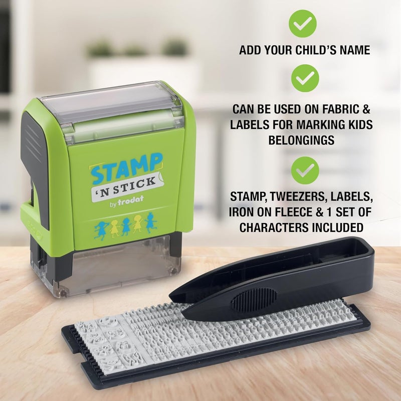 ترودات مجموعة طوابع Stamp 'N Stick للزي الرسمي والممتلكات – الإنجليزية – صمم طابعك الخاص بحبر مختبر طبياً، آمن للاستخدام في غسالة الأطباق والغسالة - Image 3
