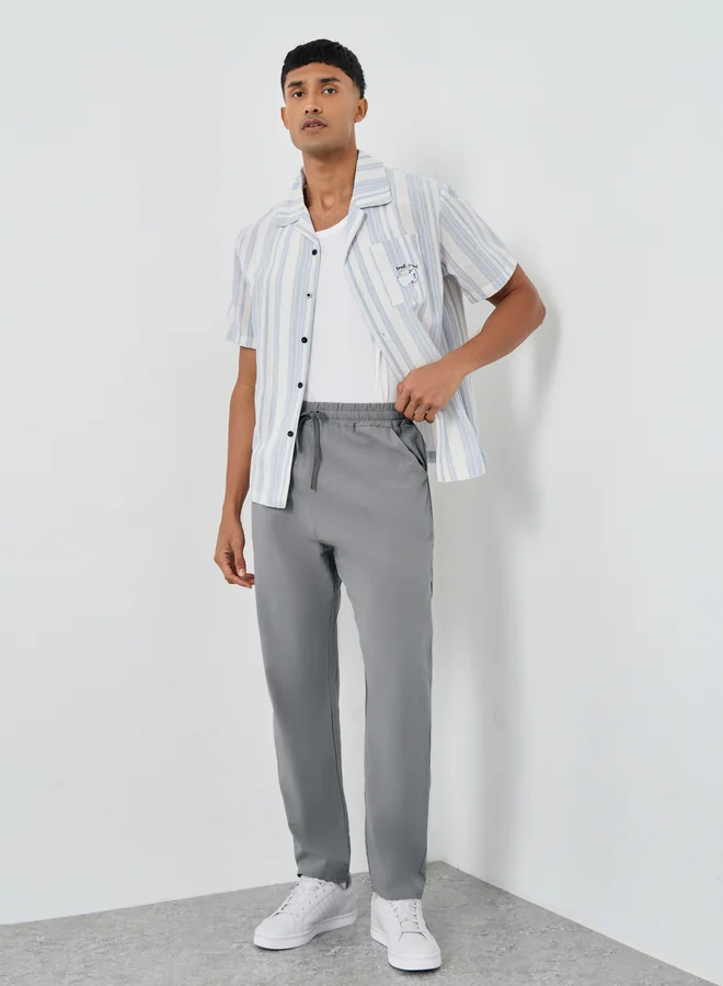 ستايلي Styli Relaxed Fit Drawstring Waist Woven Pants
