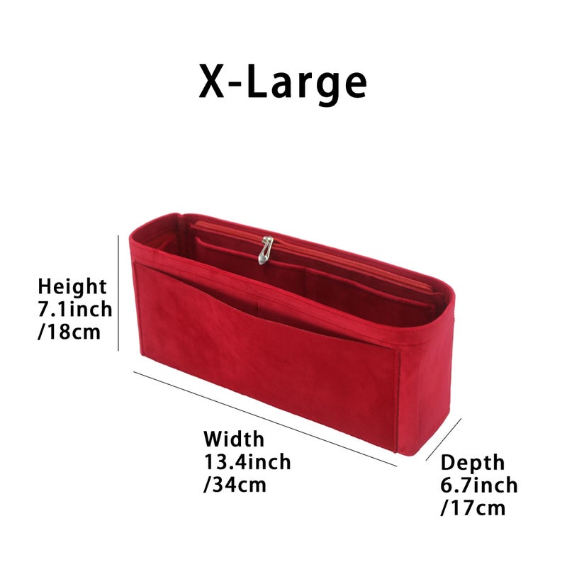 banbeln Purse Organizer Insert, Suede Bag Organizer Handbag Tote Shaper, Suede Material, Soft and Non Damaging Bag (X-Large,Red) - Image 4