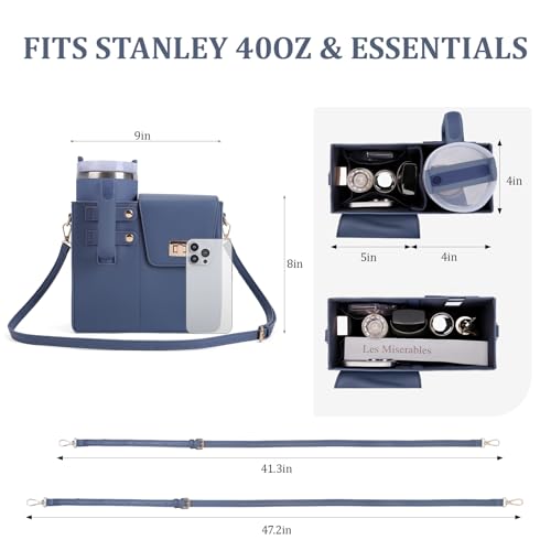 BBIQI Stanley Purse Cup Holder Bag with Strap- Outdoor Portable Crossbody Water Bottle Storage Bag for Stanley Cup Tumbler 40 oz - Image 5