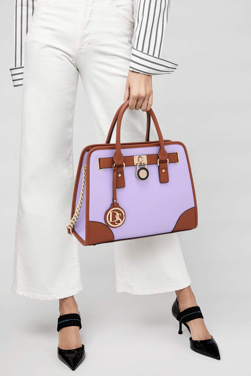 Dasein Women Handbags Top Handle Satchel Purse Shoulder Bag Hobo Bag Work Bag Set 2pcs (Light Purple) - Image 2