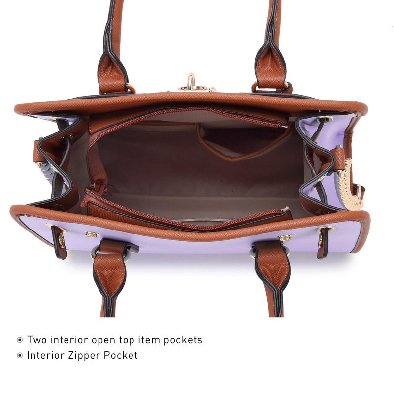 Dasein Women Handbags Top Handle Satchel Purse Shoulder Bag Hobo Bag Work Bag Set 2pcs (Light Purple) - Image 5