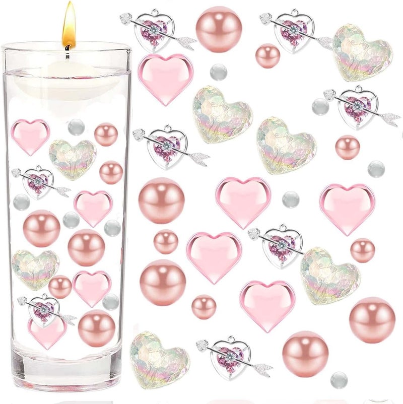 klarako 6054Pcs Valentine's Day Vase Filler Decor - Valentines Day Heart Floating Pearls Clear Water Gel Beads Vase Filler for DIY Crafts Holiday Home Table Party Decoration (#03) - Image 1