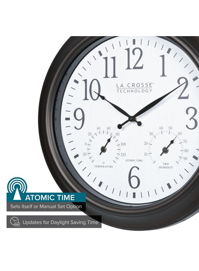 La Crosse Technology 404-89027-INT 18-inch Indoor/Outdoor Brown Atomic Analog Wall Clock - Image 2
