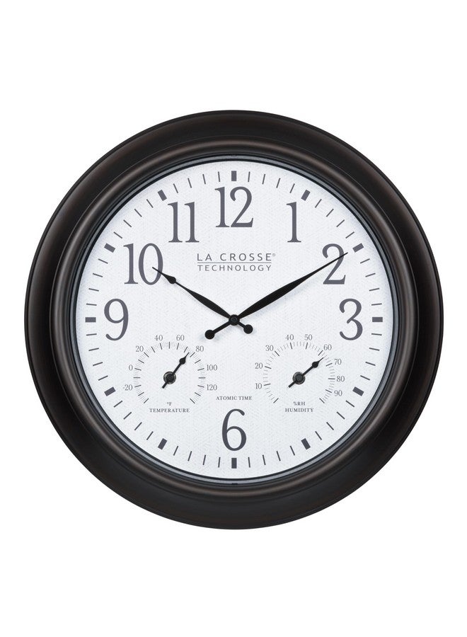 La Crosse Technology 404-89027-INT 18-inch Indoor/Outdoor Brown Atomic Analog Wall Clock - Image 1