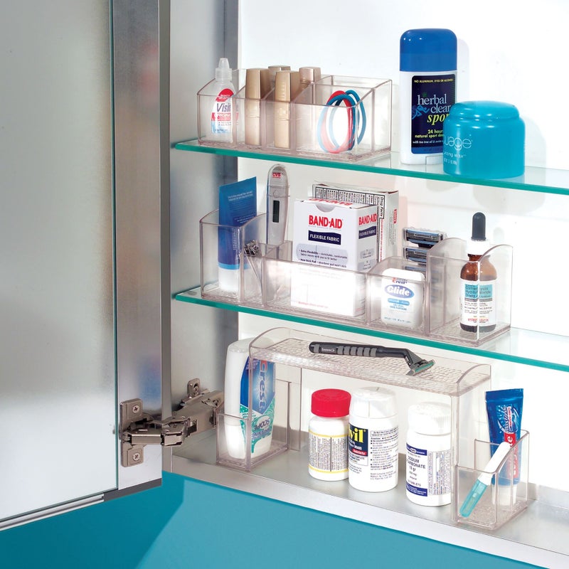InterDesign iDesign - 43130 Med+ Plastic High Rise Bathroom Medicine Cabinet Organizer, for Vanity, Prescriptions, Toothbrushes, Toothpaste, Accessories, Cosmetics, Toiletries, 12" x 3" x 5.25", Clear - Image 2