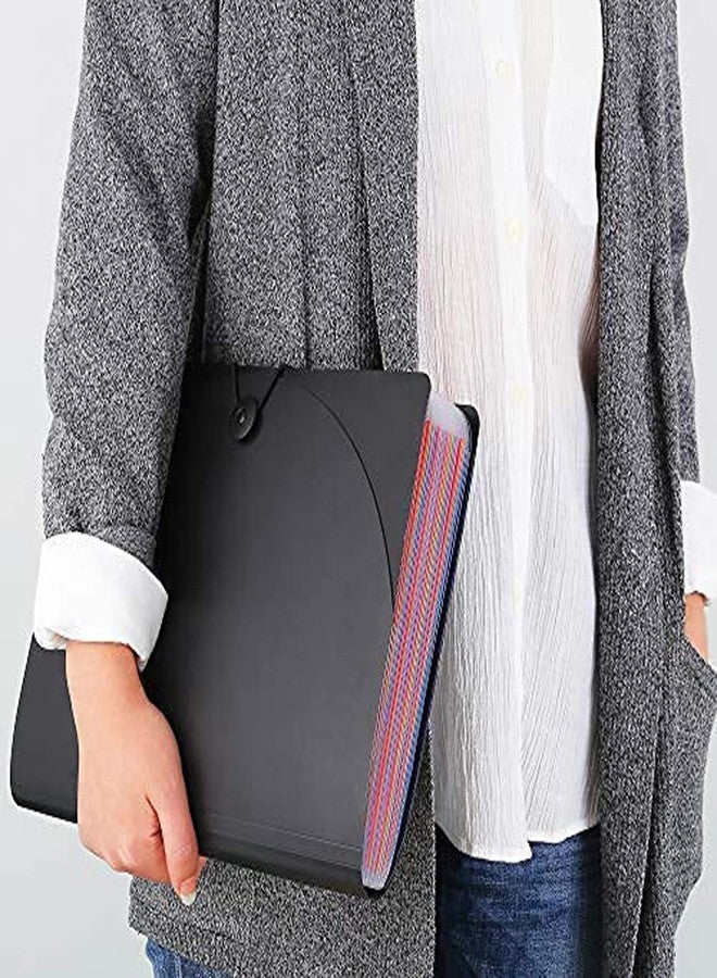 MEZON حافظة ملفات قابلة للتوسيع من ميزون، ٢٤ جيبًا | منظم مستندات أكورديون بحجم A4 وحجم الرسائل مع ملصقات ملونة | صندوق ملفات بلاستيكي محمول للشهادات والفواتير والإيصالات، للمكتب والمدرسة والمنزل - Image 3