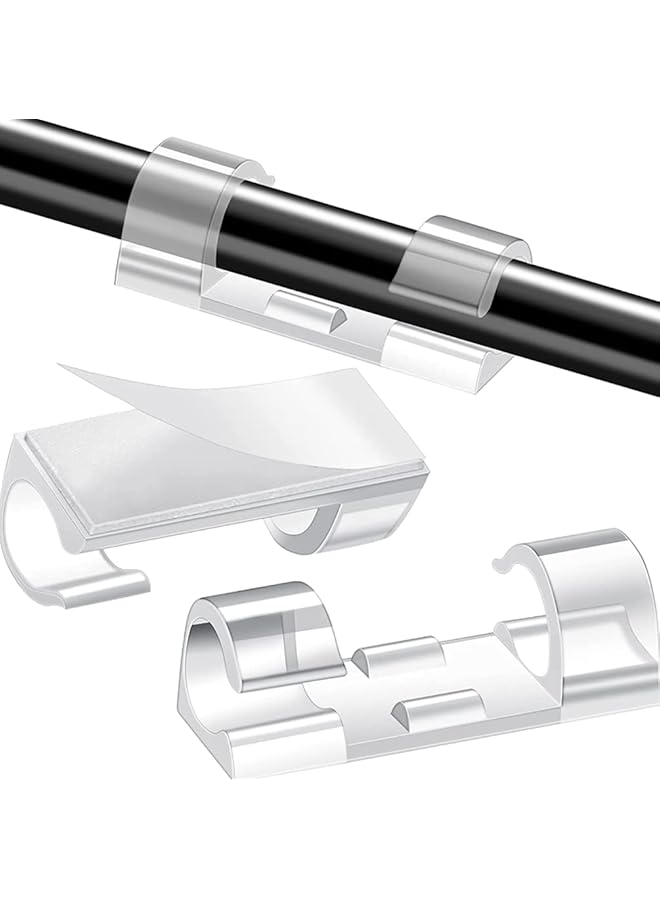 Green Tiger Large Size 48 Pcs Self Adhesive Cable Management Clips, Cable Organizers Sticky Wire Clips Cord Holder for TV PC Laptop Ethernet Cable Desktop Car Office Transparent - Image 1