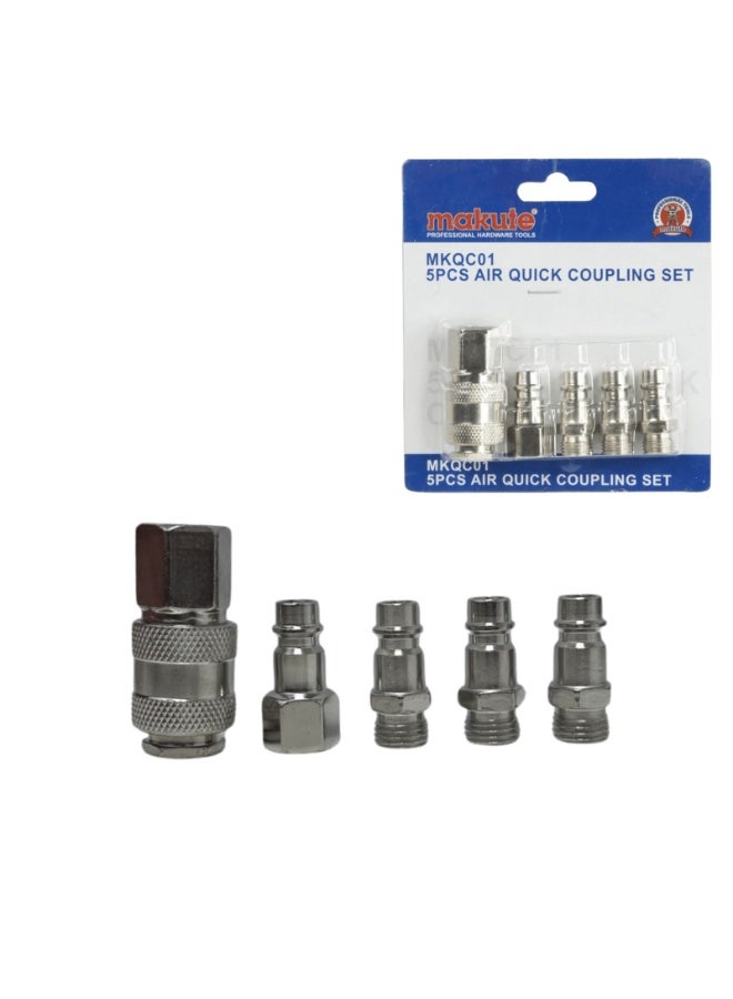 ماكيوت مجموعة وصلات هوائية سريعة من ماكوتي MKQC01، مكونة من 5 قطع، وصلات هوائية مقاس 1/4 بوصة - وصلة سريعة أنثى، موصل أنثى، موصلات سريعة ذكر لضاغط الهواء والخراطيم والأدوات - متوافقة مع الطراز الأوروبي - Image 4
