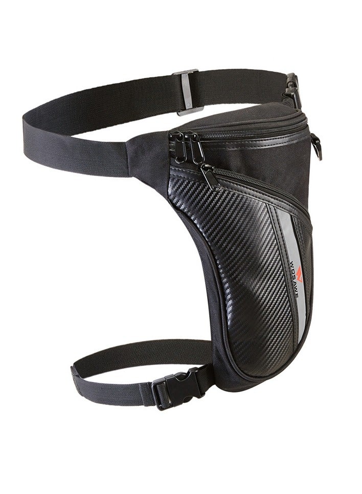 lebonaer Black Cycling Leg Bag with Carbon Fiber Texture and Silver Accents - ideal for cycling, biking, mountain biking, road cycling, urban commute, carrying small items, for cyclists, men, women, unisex design, practical use, aesthetic appearance, carbon fiber pattern, silver details, leg pouch for sports, thigh bag for outdoor activities, compact size, lightweight construction, durable material, comfortable wear, secure on leg, for phone and keys, essential for bikers, cycling accessory, bike gear, must-have for riding, daily commute, exercise, fitness, adventure, touring, sports enthusiasts, bicycle riders, active lifestyle, stylish design, high-quality, reliable, convenient, easy to use, for beginners and professionals, all-weather use, long-lasting, value for money, popular choice, best seller, new arrival, black color leg bag, carbon fiber look, silver trim, small item carrier, practical leg bag, aesthetic cycling gear, for carrying belongings during bike rides, perfect for cycling enth - Image 1