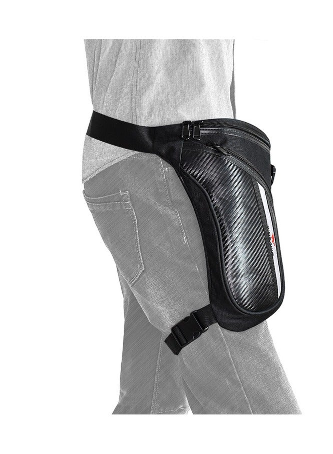 lebonaer Black Cycling Leg Bag with Carbon Fiber Texture and Silver Accents - ideal for cycling, biking, mountain biking, road cycling, urban commute, carrying small items, for cyclists, men, women, unisex design, practical use, aesthetic appearance, carbon fiber pattern, silver details, leg pouch for sports, thigh bag for outdoor activities, compact size, lightweight construction, durable material, comfortable wear, secure on leg, for phone and keys, essential for bikers, cycling accessory, bike gear, must-have for riding, daily commute, exercise, fitness, adventure, touring, sports enthusiasts, bicycle riders, active lifestyle, stylish design, high-quality, reliable, convenient, easy to use, for beginners and professionals, all-weather use, long-lasting, value for money, popular choice, best seller, new arrival, black color leg bag, carbon fiber look, silver trim, small item carrier, practical leg bag, aesthetic cycling gear, for carrying belongings during bike rides, perfect for cycling enth - Image 3