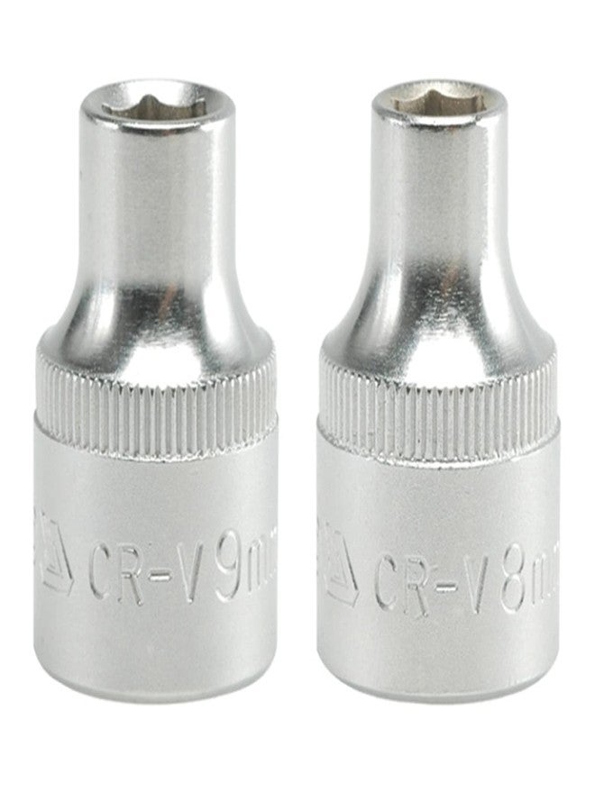 Yato combo Set of 2 Hexagonal Sockets YT-1201(8mm)-YT-1202(9mm) with length of 38mm and 1/2 inch drive made of chromium Vanadium-Pack of 2 - Image 1