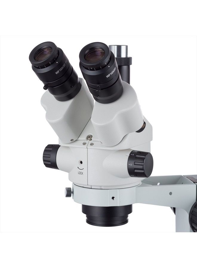 AmScope SM-4NTP 7X-45X Simul-Focal Stereo Lockable Zoom Microscope on Dual Arm Boom Stand  - Image 2