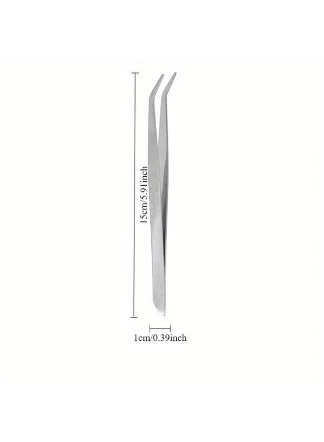 Stainless Steel Long Extended Thickened Multi Purpose Large Bent Head Aquarium Tweezers - Image 1