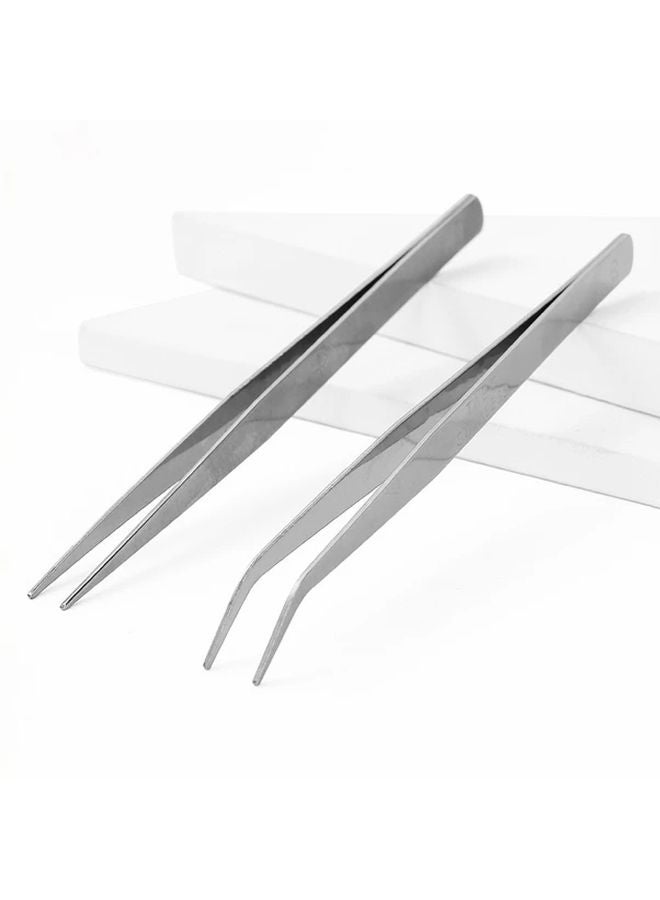 Stainless Steel Long Extended Thickened Multi Purpose Large Bent Head Aquarium Tweezers - Image 2