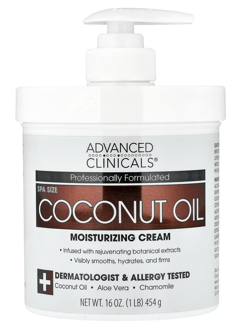 Advanced Clinicals Coconut Oil Body Cream For Women Men Hydrating Coconut Lotion For Extremely Dry Skin Visible Anti Aging Body Butter Skin Care Balm Moisturizer For Hand Heel Feet 16 Ounce - Image 1
