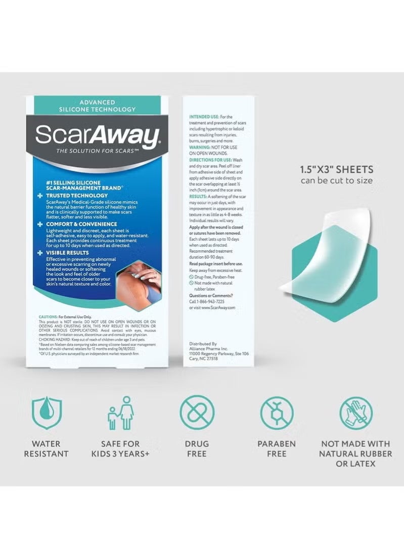 scaraway Clear Silicone Scar Sheets, White, 6 Count - Image 3