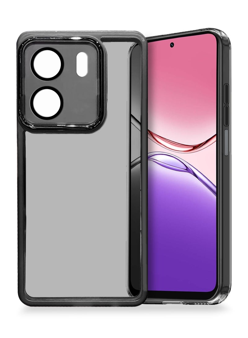 دبليو تيك غطاء خلفي أنيق مزود بحماية عدسة كاميرا من السيليكون الشفاف الناعم TPU لهاتف Oppo A5x 5G 2025، رقيق جداً مع محيط كاميرا كهربائي - أسود - Image 1