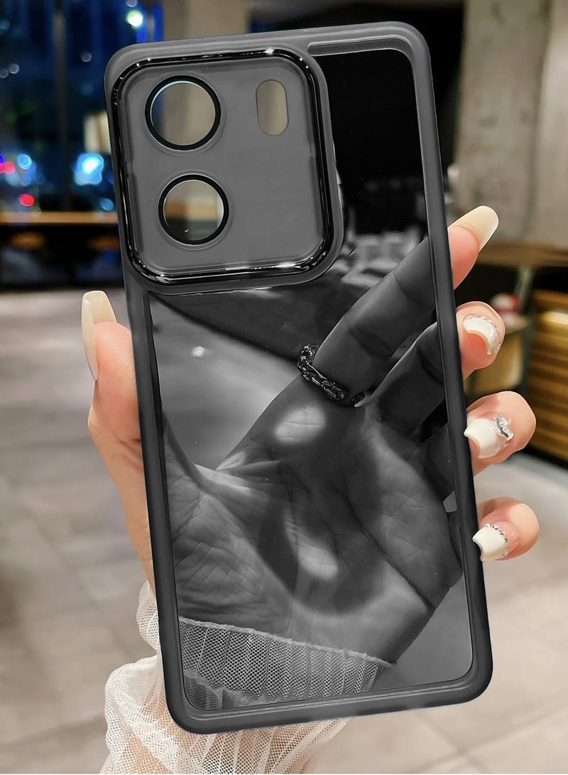 دبليو تيك غطاء خلفي أنيق مزود بحماية عدسة كاميرا من السيليكون الشفاف الناعم TPU لهاتف Oppo A5x 5G 2025، رقيق جداً مع محيط كاميرا كهربائي - أسود - Image 2