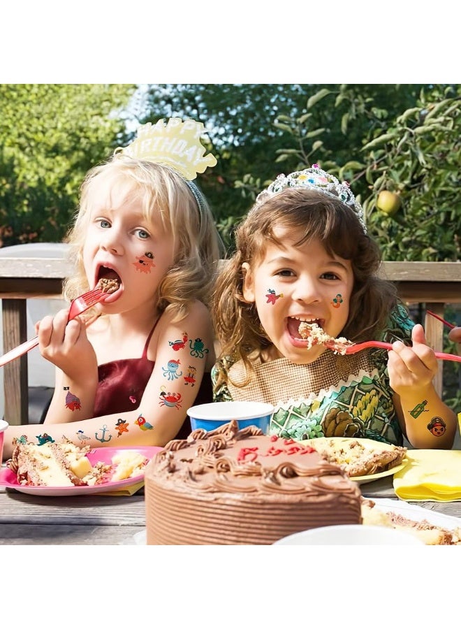 Pirate Temporary Tattoos Birthday Themed Party Supplies Decorations Favors 8 Sheets 96PCS Decor Cute Stickers Tattoos for Class School Prizes Gift for Kids Boys Girls Carnival Christmas Rewards - Image 4