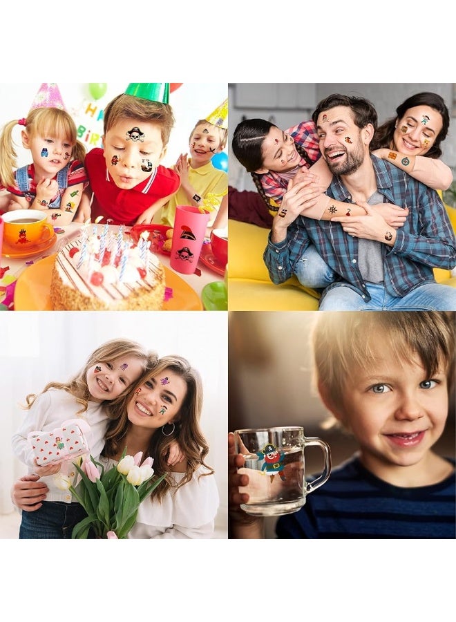 Pirate Temporary Tattoos Birthday Themed Party Supplies Decorations Favors 8 Sheets 96PCS Decor Cute Stickers Tattoos for Class School Prizes Gift for Kids Boys Girls Carnival Christmas Rewards - Image 5