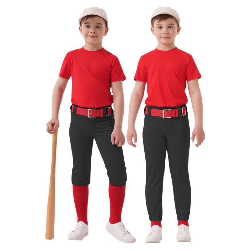 QBK Toddler Baseball Pants Youth Softball Pants Kids Tee Ball Pants for Boy Girl Black 10-11Y - Image 2