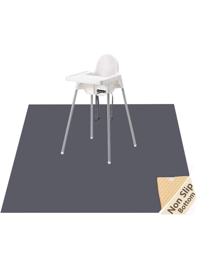 Womumon WOMUMON Splash Mat for Under High Chair, Arts/Crafts, 51" Washable Weaning Waterproof Anti-slip Floor Protector, Messy Splat for Pet (Grey) - Image 1