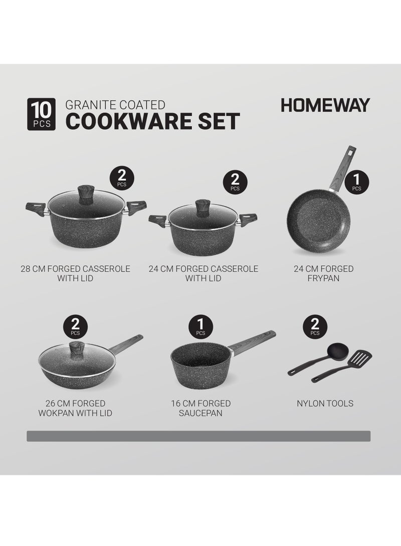 Homeway 10 PCS GRANITE COOKWARE SET-FORGED(ELEGENZA SERIES) - Image 4