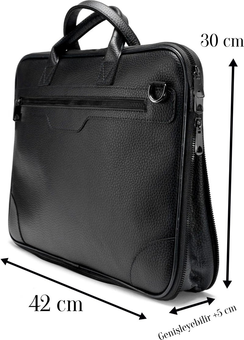 Başkent Çanta Capital Bag Unisex Leather Briefcase Slim Laptop Compartment 15.6" Inch 8683255013425  - Image 3
