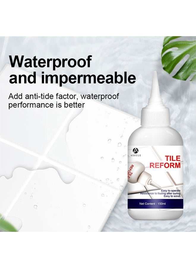 ASHILE Tile Reform - White Grout Tiling Tile Repair Tile Gap Refill Agent Tile Reform Coating Mold Cleaner Tile Sealer Repair Glue 150ML  - Image 3